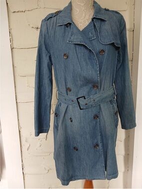 MAX trench coat denim M soft belted double breasted jacket